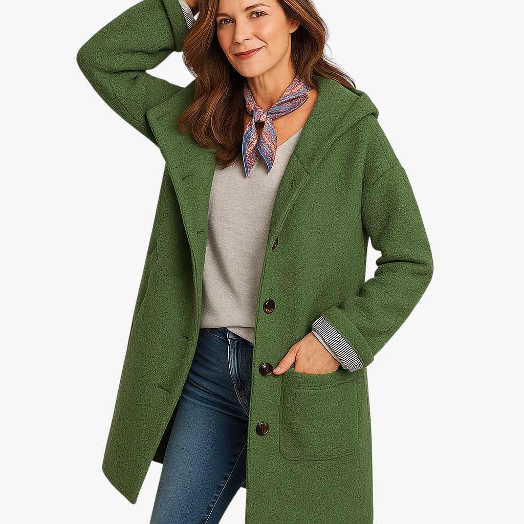 Damski płaszcz z kapturem