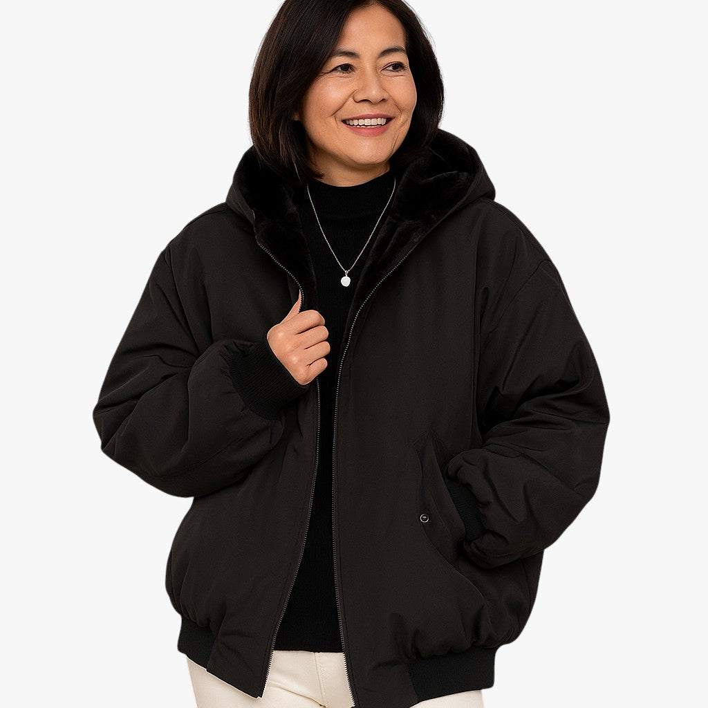 Ciepła kurtka zimowa typu bomber damska