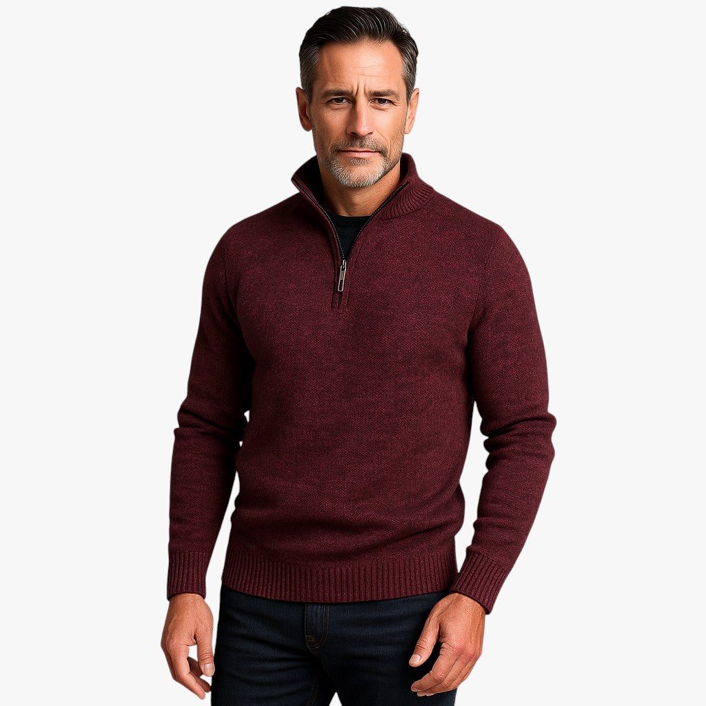 Męski sweter z półzamkiem