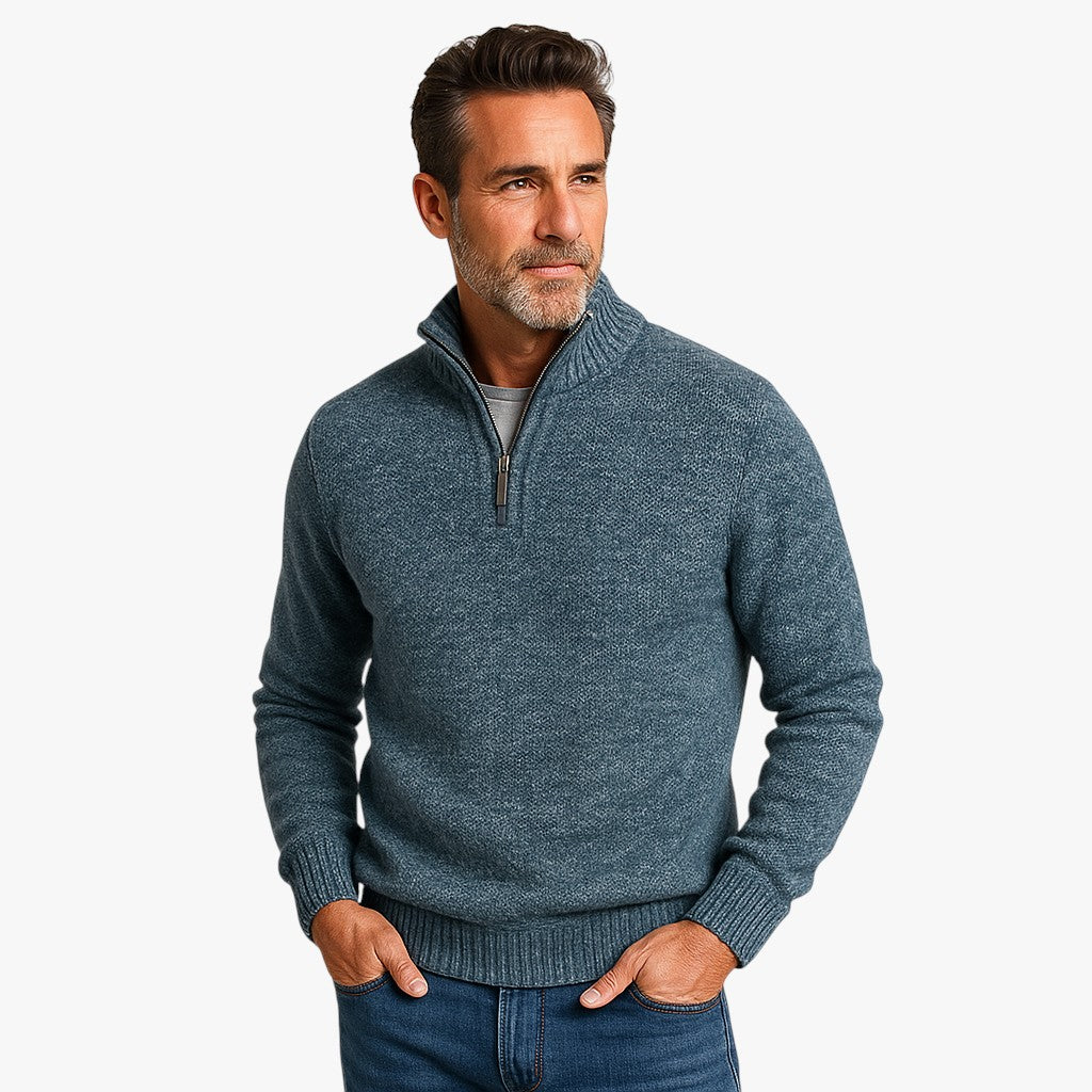 Męski sweter z półzamkiem